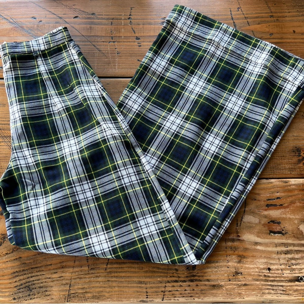 The Ragged Priest high rise wide leg plaid pants size xs